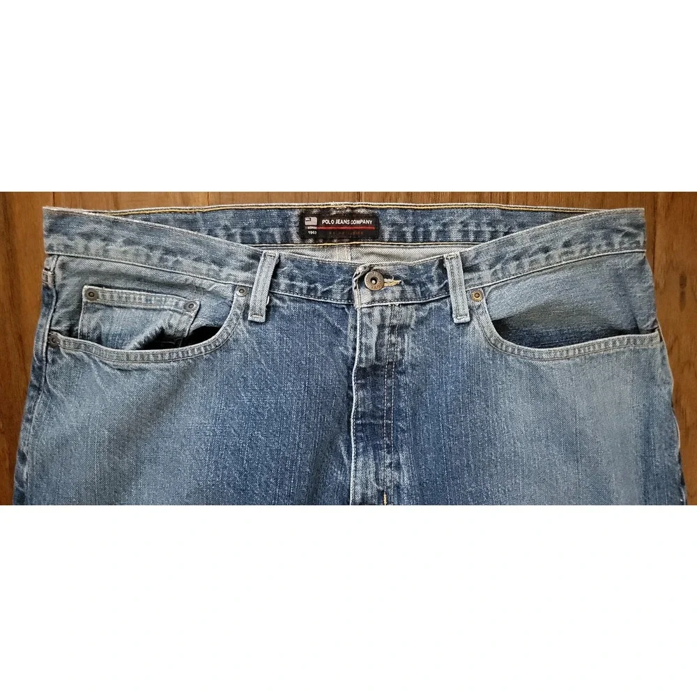 VTG Ralph Lauren Polo Jeans Co Denim Jeans 38x32 Mens BLUE WIDE Straight Leg Y2K